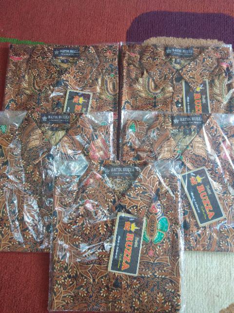 Ruzza Batik Anak Usia 0-7 Tahun / Kemeja Laki-laki / Hem Motif Sogan Pelangi Warna Coklat