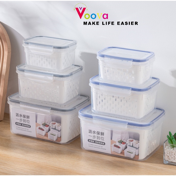 Voova Keranjang Saringan, Pengering Sayur, Keranjang Buah Pengering Sayuran Saringan Serbaguna Kotak