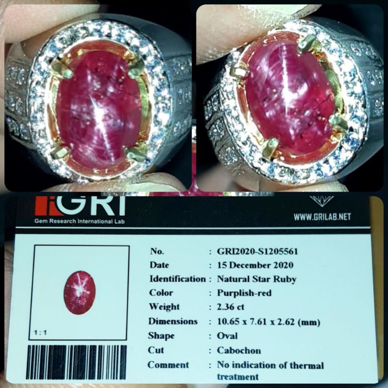 NATURAL STAR RUBY NO HEATED 2.36CT-BLUE SAPPHIRE-TOPAZ-OPAL-CATS EYE SILLIMANITE-YELLOW-SPINEL