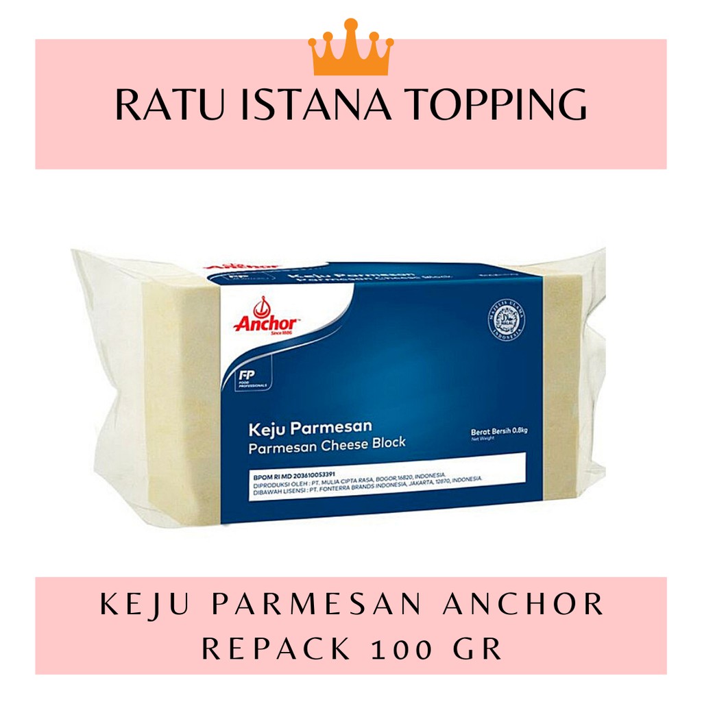 

ANCHOR KEJU PARMESAN BLOK REPACK 100 GRAM PARMESAN CHEESE BLOCK