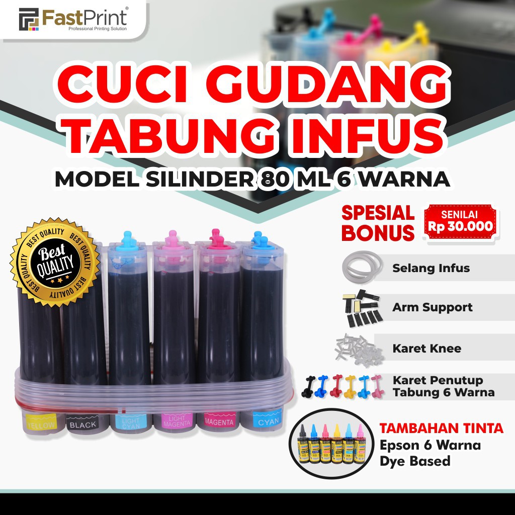 Tabung Infus Silinder 6 Warna 80ML 80 ML Kaki Polos Plus Tinta