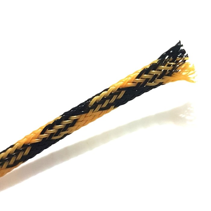 Pembungkus Kabel 6 mm Hitam Kuning Cable Sleeve braided nylon