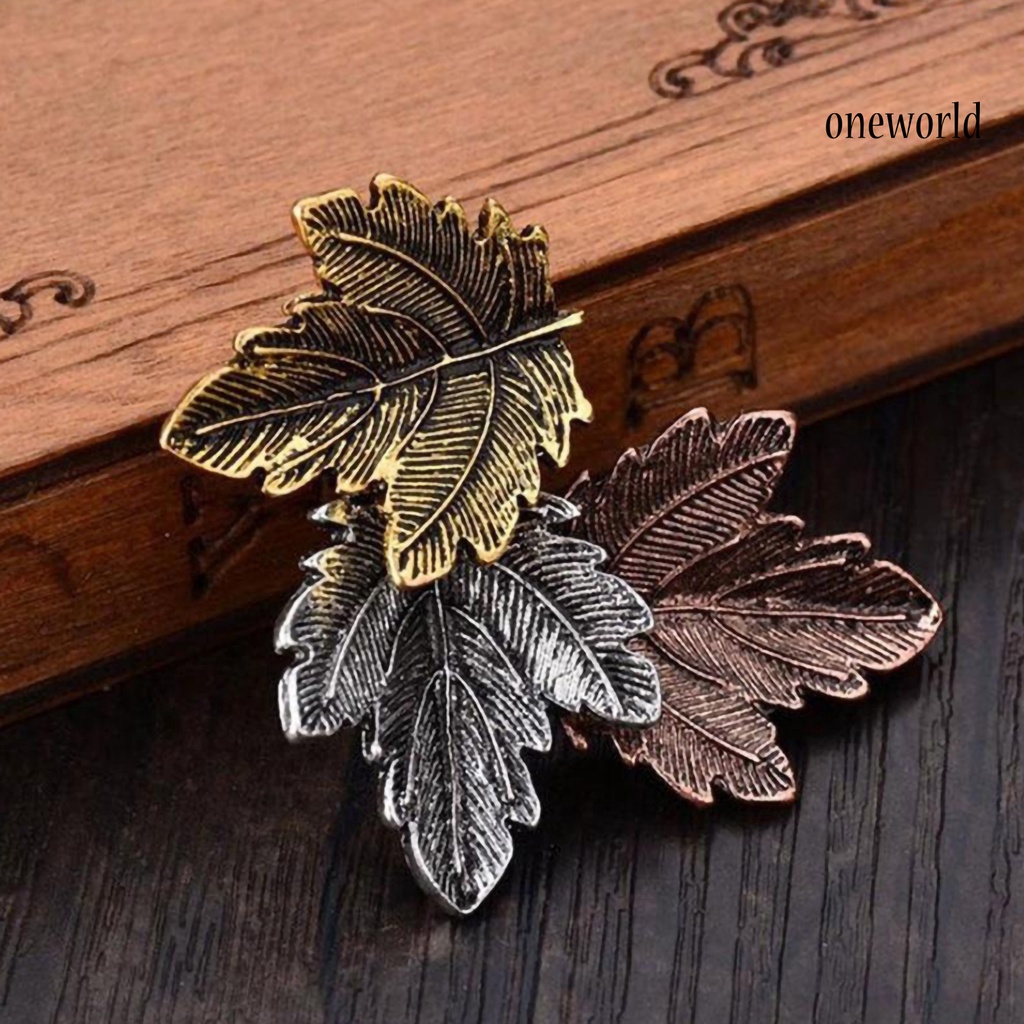 OW@ Vintage Three Leaves Alloy Brooch Pin Scarf Sweater Dress Women's Decor Gift