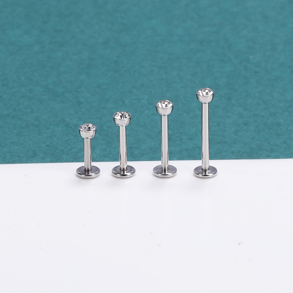 3pcs / Lot 16g 6 / 8 / 10 / 12mm Anting Tindik Bibir / Tulang Rawan Telinga Bahan Stainless Steel Hias Kristal 3 Warna