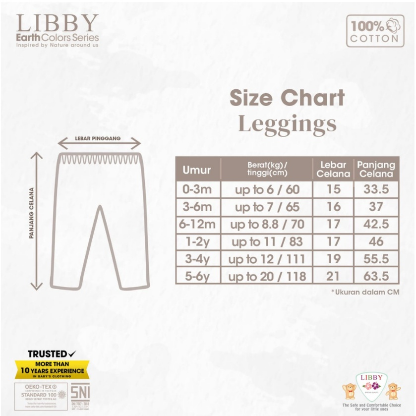 0 - 6 Tahun Libby Earth Series Legging Rib Cotton NEW Green Aparagus CBKS