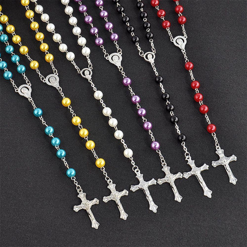 Wonder Cross Kalung Fashion Charm Vintage Rosario Beads Rantai