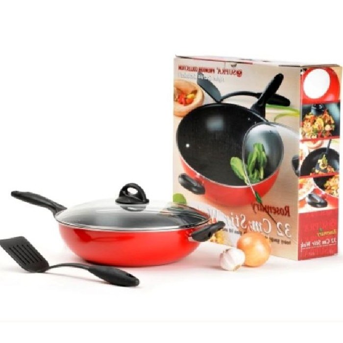 SUPRA 28 Cm Stir Wok Rosemary + Glass Lid + N.Spatula