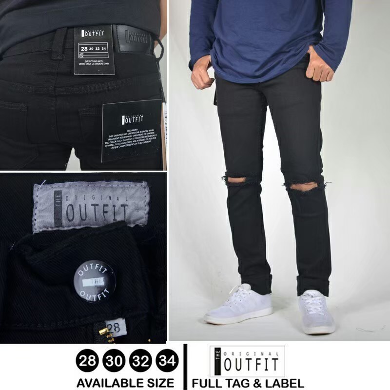 Jeans sobek lutut | jeans ripped hitam | jeans ripped pria | jeans sobek original