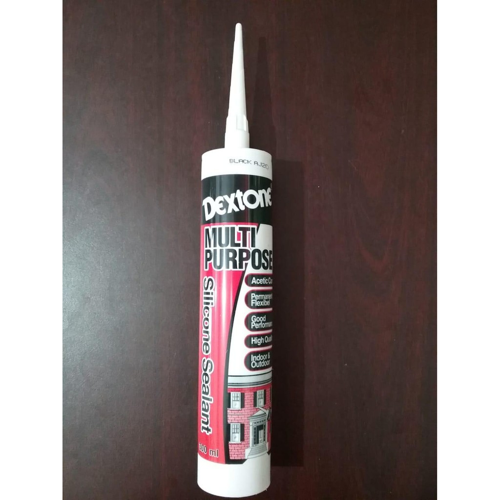 Dextone Lem Silicone Sealant / Lem Kaca Akuarium Aluminium 300 ML Warna Hitam, Putih, Bening