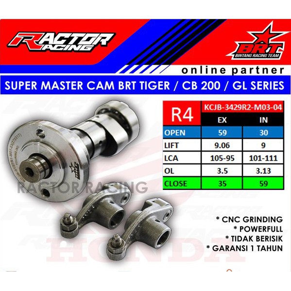 Super Master Cam As Klep Noken as & RRA BRT Honda Tiger CB 200 GL Series Tipe Racing R4 Series