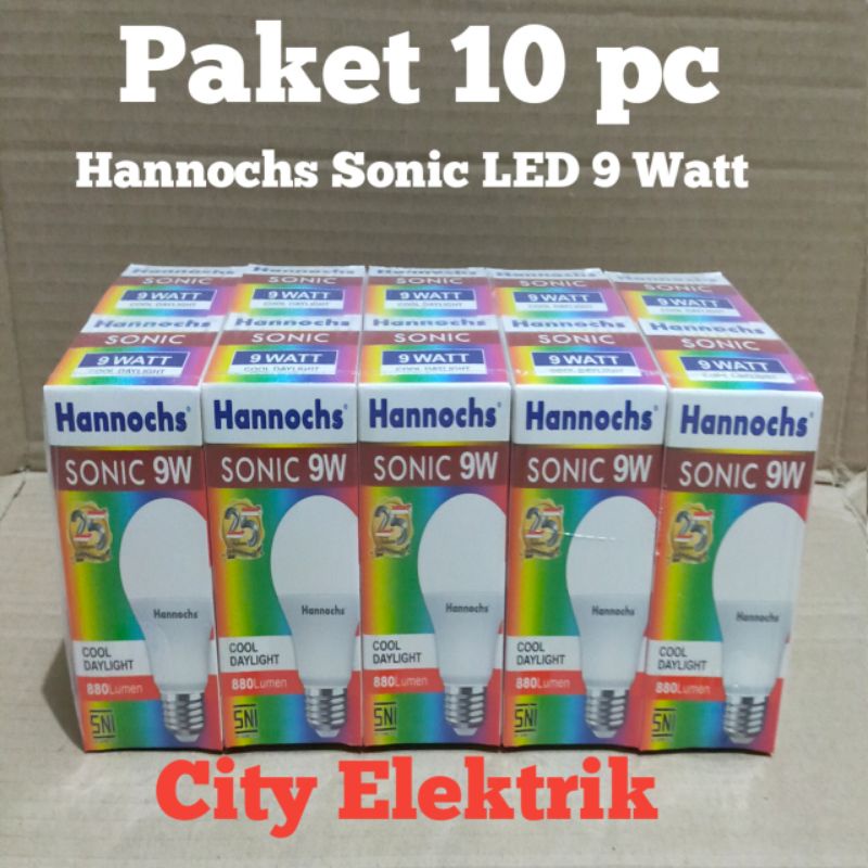 Hannochs Sonic 9 Watt ( Paket 10 pc ) Lampu Bohlam Hannochs Sonic LED 9 Watt ( Paket 10 Unit )