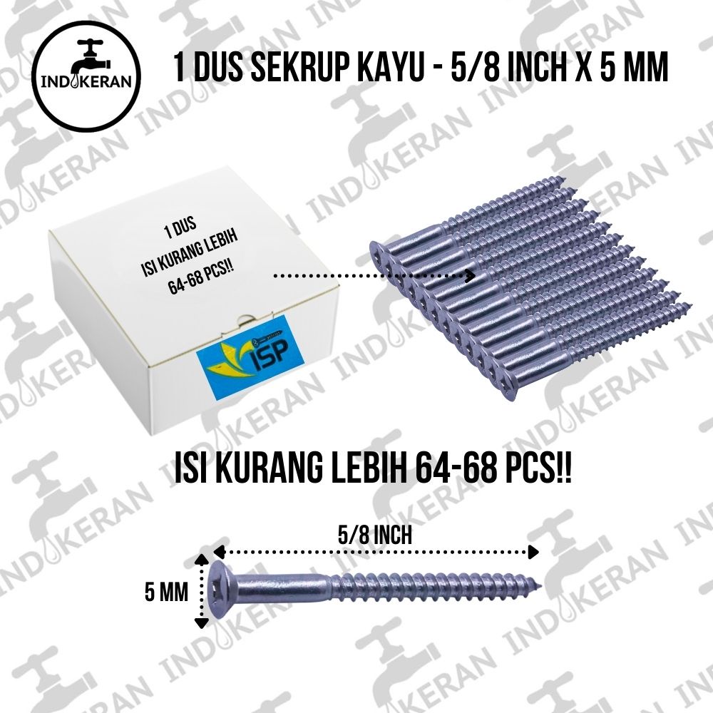 INDOKERAN - Sekrup Kayu 1 Dus - 5/8 Inch x 5 mm