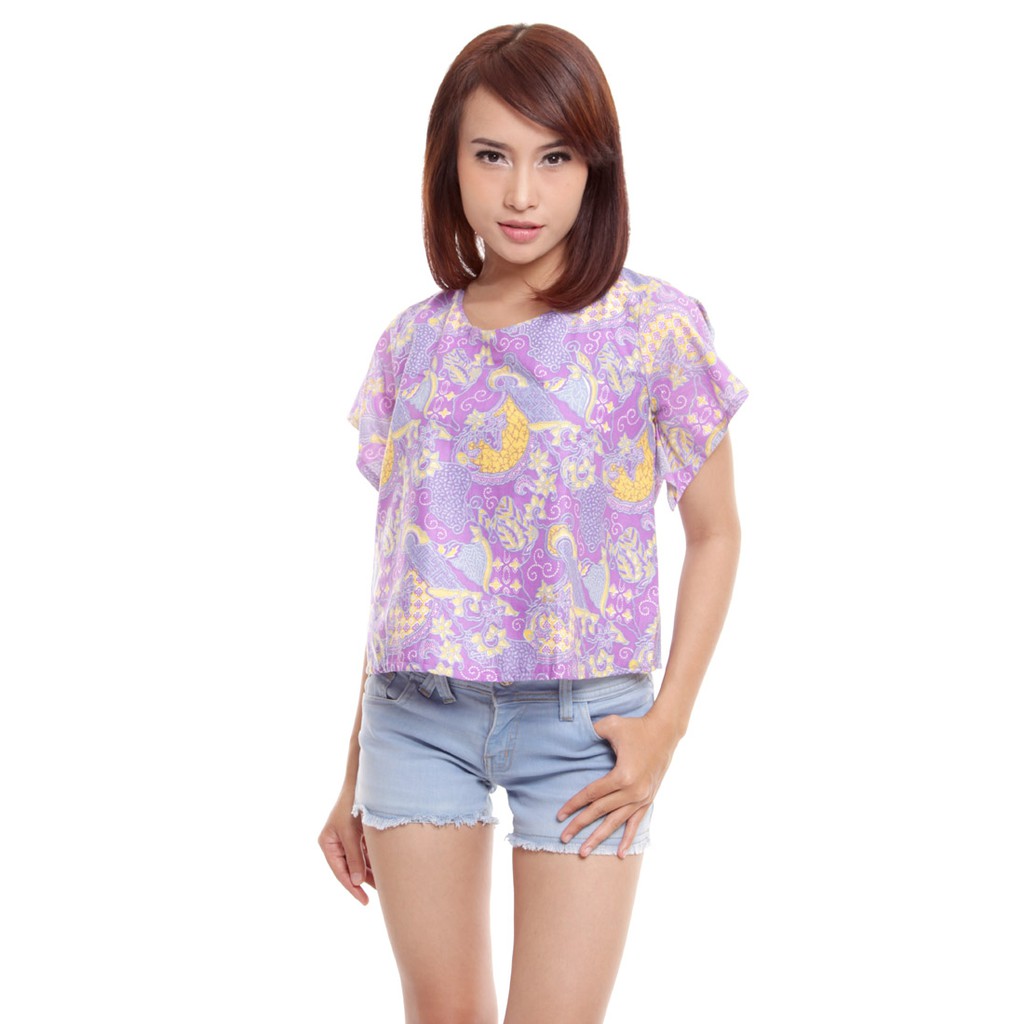 Batik Aksen Baju Batik Atasan Blouse Batik Wanita Casual Batik Aksen Baju Batik Atasan Blouse Batik Wanita Casual