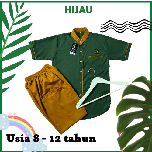 Setelan Baju Koko Anak Laki Laki Kemeja Kurta Sarung Polos Kain Katun Laki Cowok STELAN anak