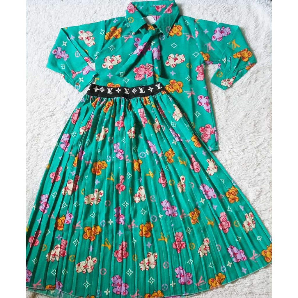 Setelan rok anak plisket Melody import