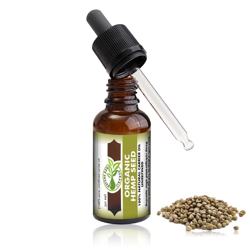 NatureRaw Organic - ORGANIC 100% Hemp Seed Oil 30ml Food & Therapeutic grade Carrier Oil Unrefined