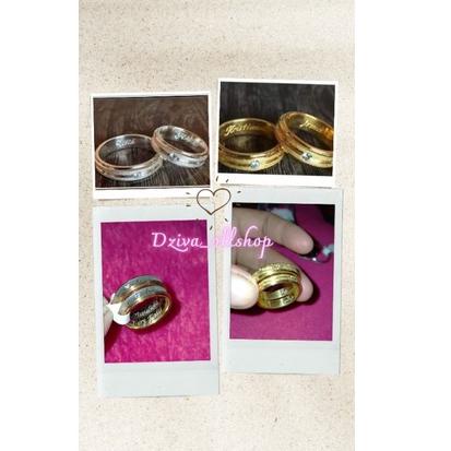 Segera Pesan (GRATIS UKIR NAMA) CINCIN COUPEL TUNANGAN TITANIUM ANTI KARAT ANTI LUNTUR BLACK
