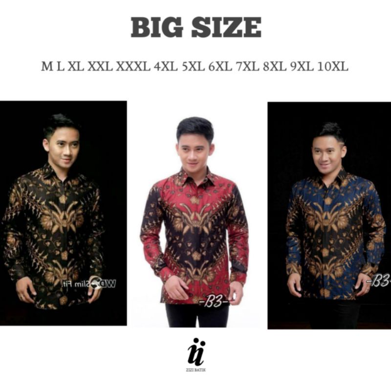 Batik Pria Jumbo | Kemeja Batik Pria Lengan Panjang Big Size