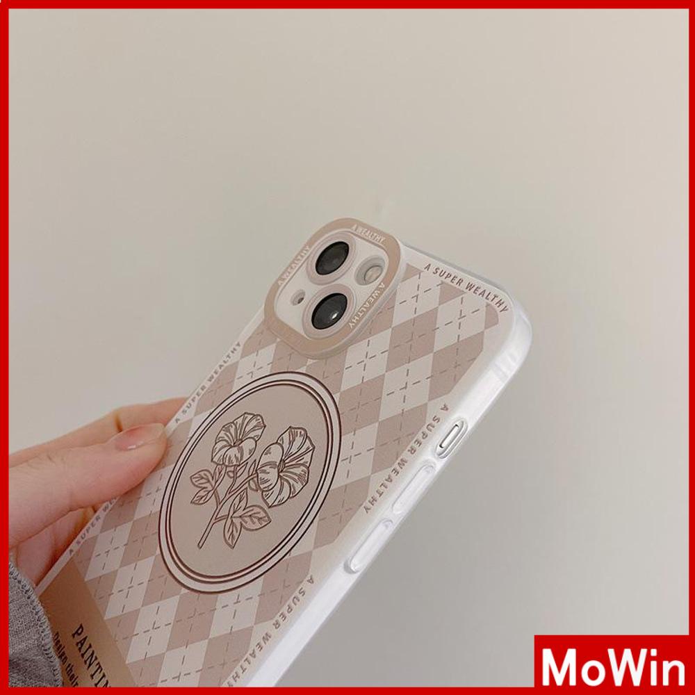 iPhone Case Silicone Soft Case TPU Clear Case Angel Eye Protection Camera Shockproof Brown Checkered Flower For iPhone 13 Pro Max iPhone 12 Pro Max iPhone 11 iPhone 7 Plus