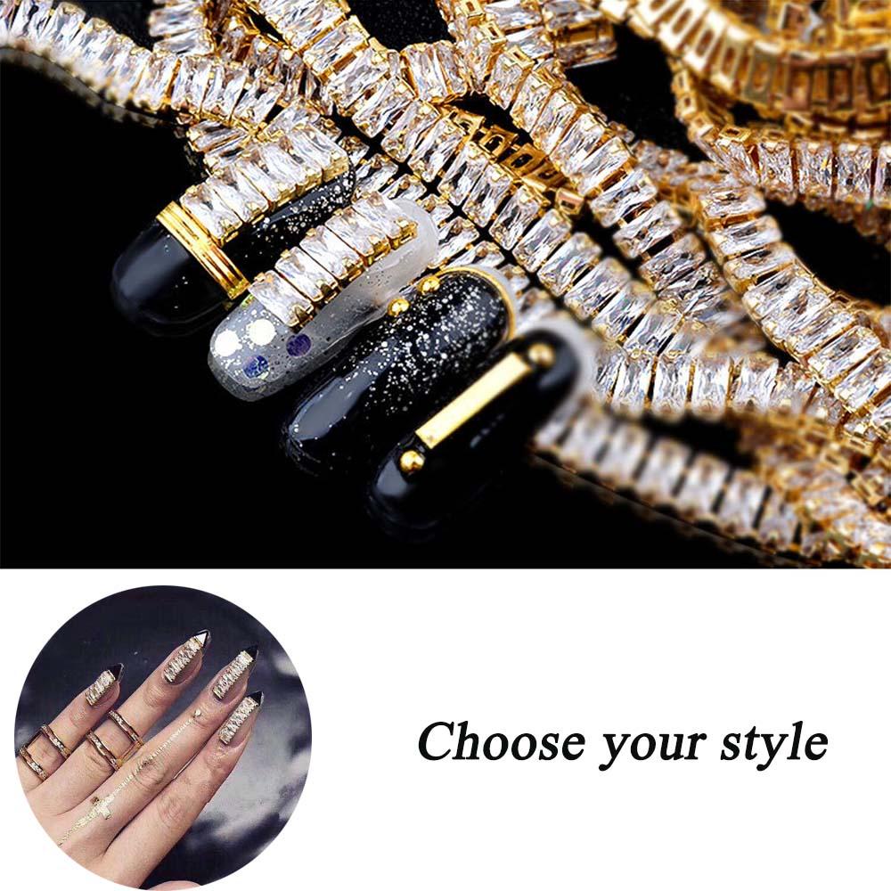 AUGUSTINA Agustin 3D Nail Art Dekorasi DIY Perhiasan Rantai Kuku Shiny Nail Zircon