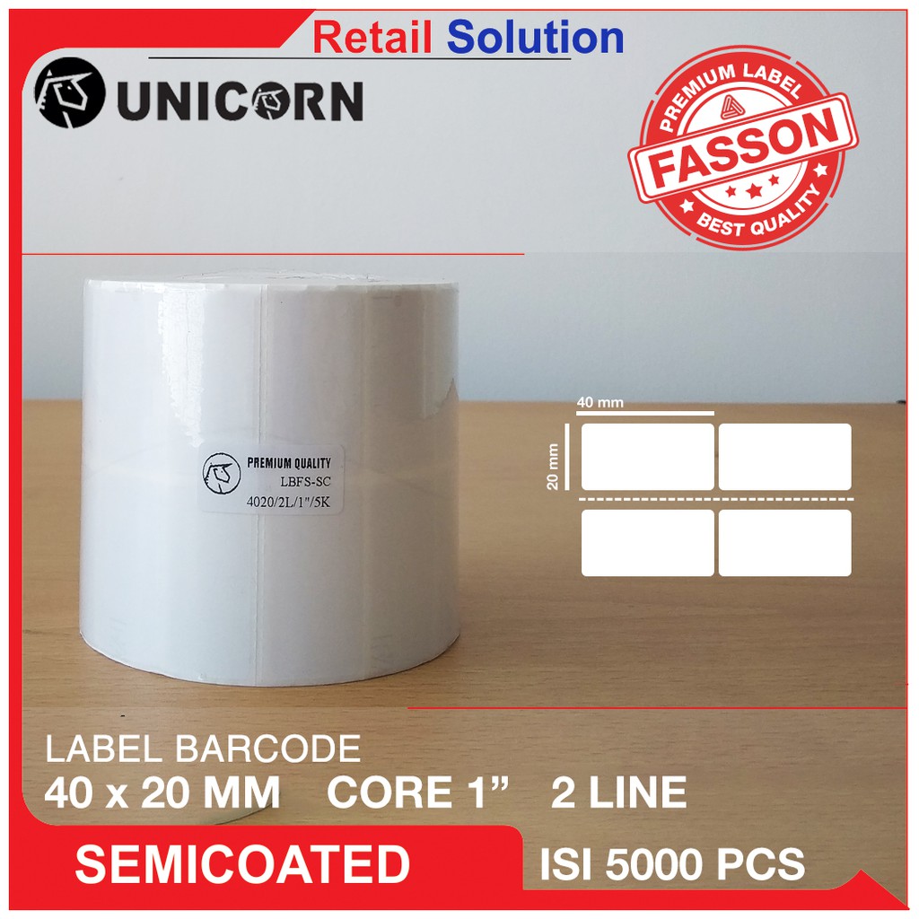 Stiker Label Barcode Semicoat 40x20mm / 40x20 mm / 40 x 20 mm / 4x2CM