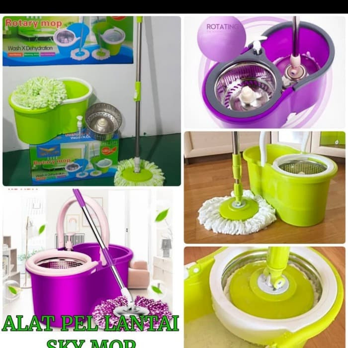 Alat Pel lantai Putar Rotary Mop Royal star spin mop sky mop panjang 140 cm bisa putar 360 degree