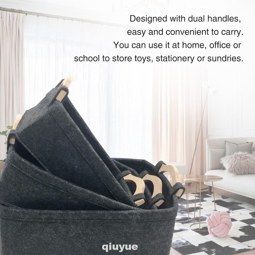 Free Standing Felt Cloth With Handles Home Office Stationery Desktop Sundries Storage Basket Shopee Indonesia