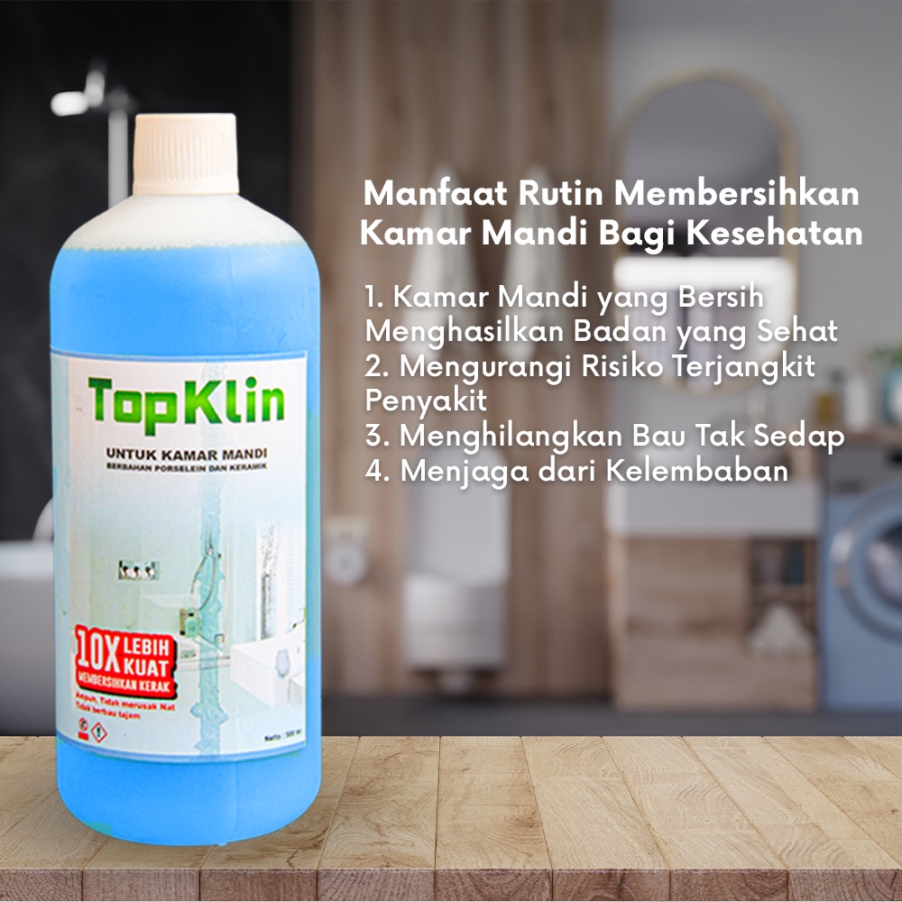 Pembersih Kerak Kamar Mandi dan Keramik Toilet TOP KLIN 500 ml Porselen Ekstra Kuat Ampuh Membersihkan Kerak Membandel
