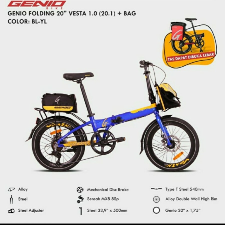 Sepeda Lipat 20 inch Genio Vesta