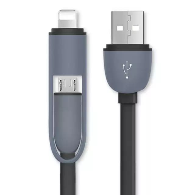 KABEL DATA CASAN MICRO USB PLUS IPHONE KABEL DATA CASAN HP 2IN1 PANJANG KABEL 1 METER 2IN1 CELL CHARGING CABLE