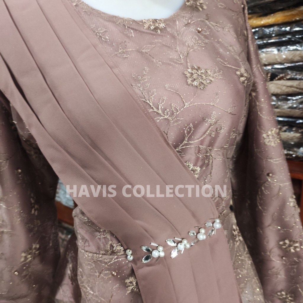 Batik Brokat Kebaya Couple Jumbo Modern, Kebaya Tunangan Sarimbit Kondangan, Kebaya Wisuda Amalia-Kebaya+Rok (Moka)