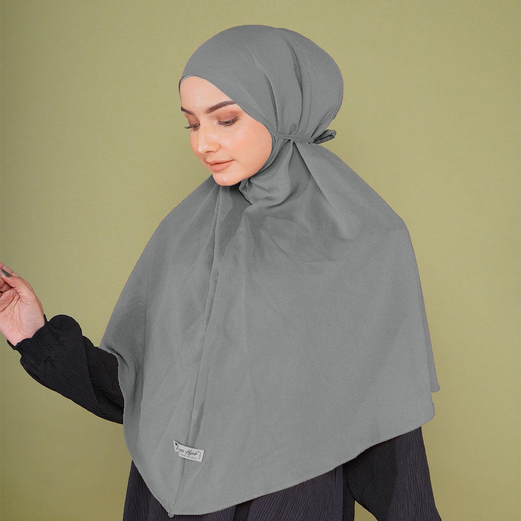 Bugis Hijab - Bergo Maryam Polos - Ukuran XL - Bergo Instan (Katalog A)-SEAL GREY