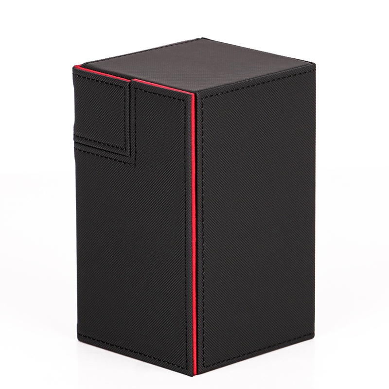 Ultra 100+Cards Deck Box Leather Board Games Cards Deck Case for Magical All the Cards Keyforge,Black Red