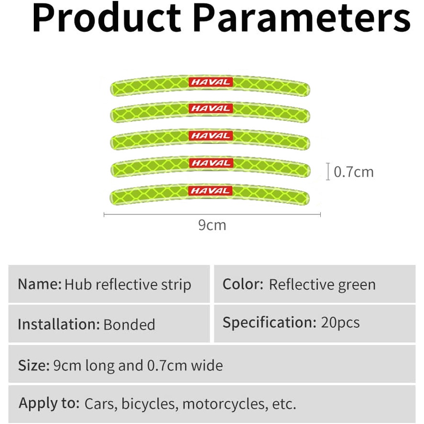 Haval 20 Lembar Stiker strip Reflektif Untuk Dekorasi Ban Mobil