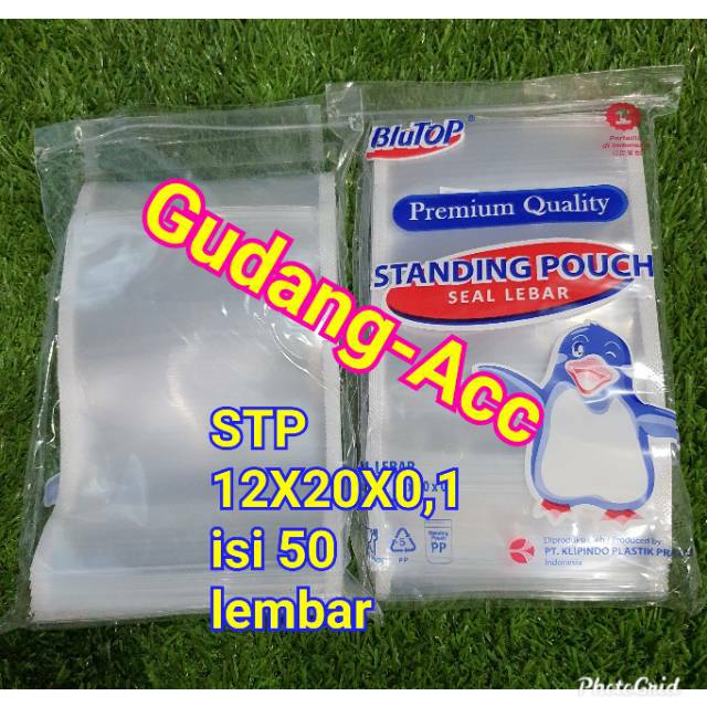 Plastik Klip kemasaan berdiri Plastik Snack 12x20cm STP 12X20 STANDING POUCH BLUTOP 12X20 ISI 50 LEMBAR