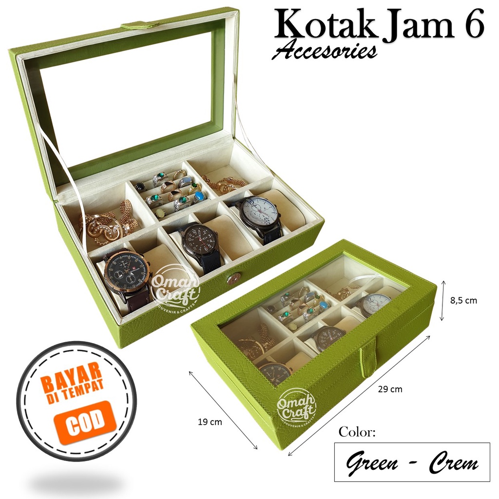 Kotak Jam Tangan isi 6 Mix Tempat Cincin Gelang Kalung / Jewelry Box organizer Ring Box