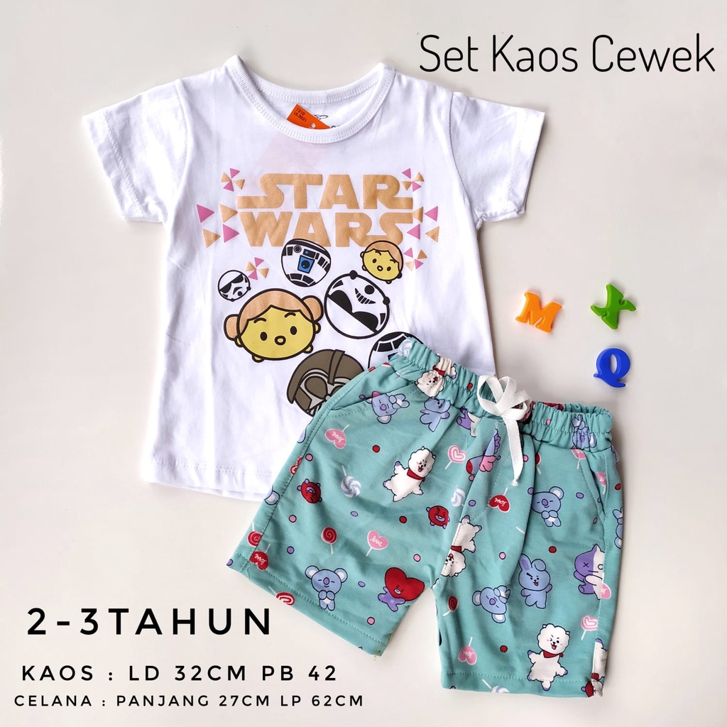 Setelan Kaos + Celana Anak Perempuan 1 - 4 Tahun PROMO!