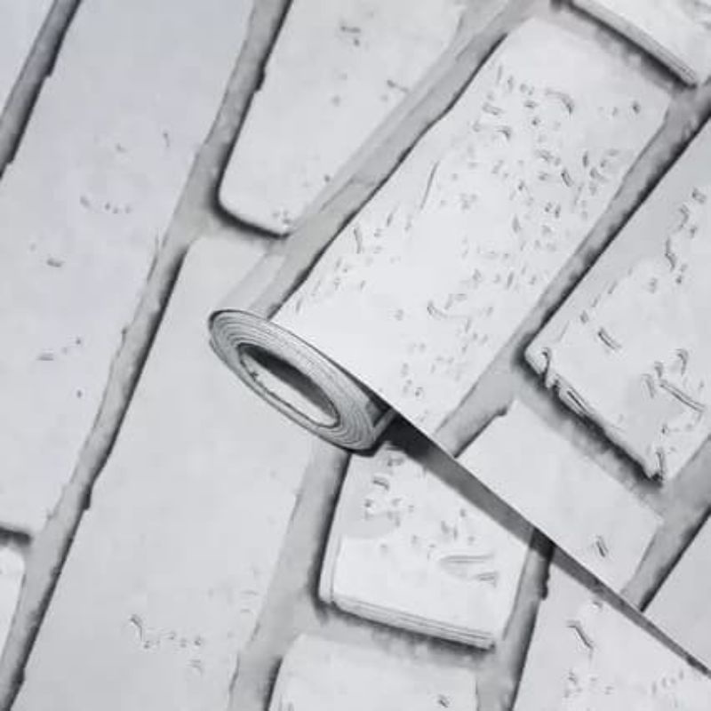 Wallpaper Dinding Batu Sticker Dinding Batu-bata Putih