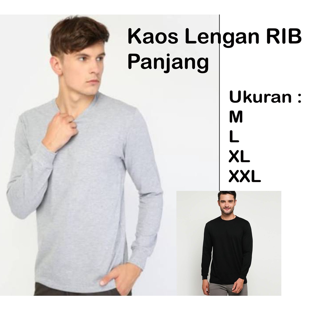 Kaos Oblong Panjang Lengan RIB | Unisex Cewek Cowok bisa