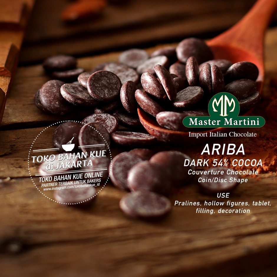

Master Martini Ariba 54% 100gr Dark Chocolate Couverture Coklat Koin Cokelat Baking