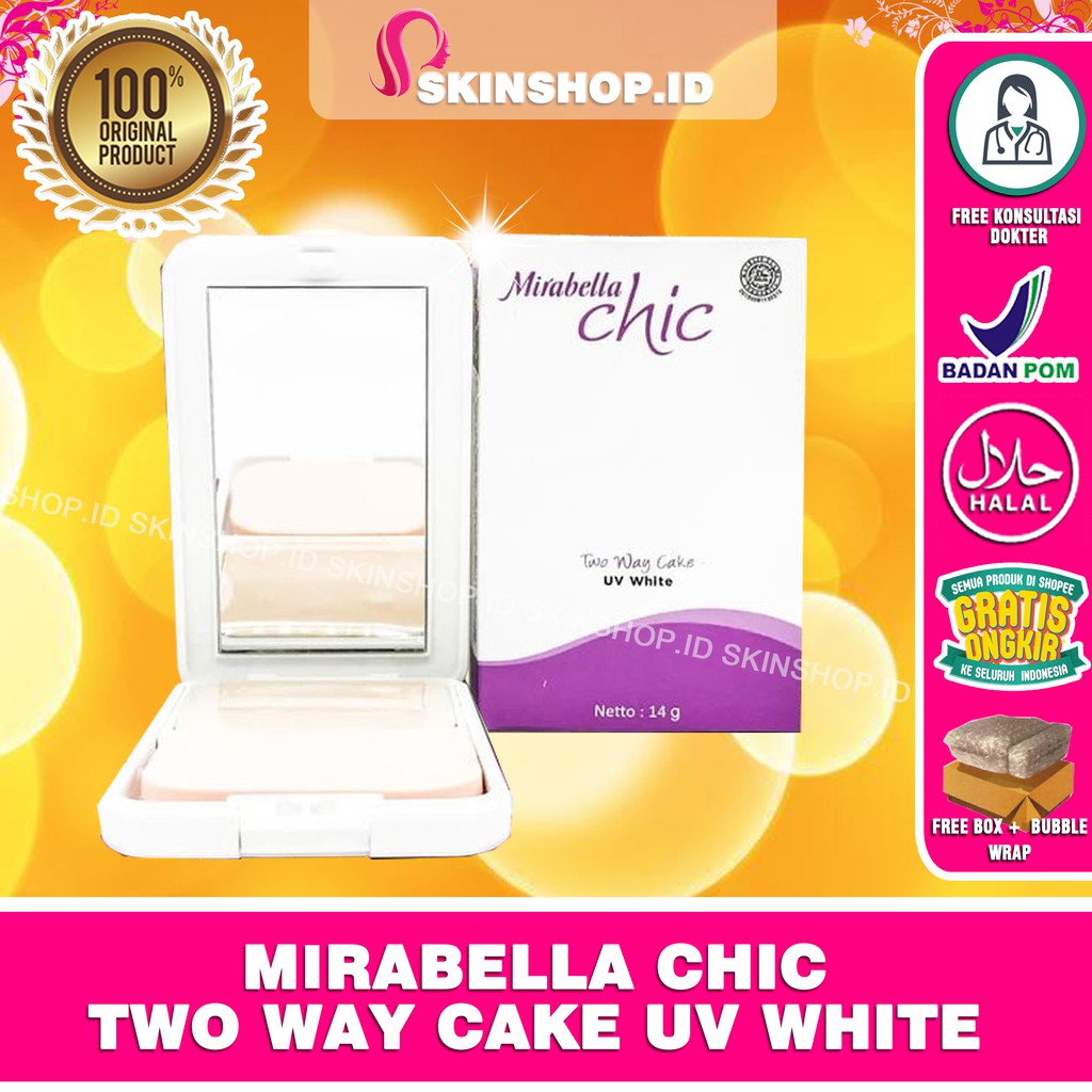 Mirabella Chic Two Way Cake UV White Original / Bedak Padat BPOM Aman