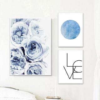 Lukisan Bahan Kanvas Motif Bunga Warna Biru Laut Gaya Lukisan Bahan Kanvas Motif Bunga Warna Biru Laut Gaya