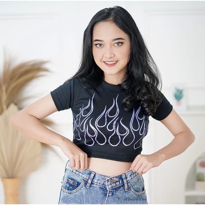 BEFAST - ZEC OOTD Wanita Kaos NAMIE / Lunox Shining RIB Crop Top / Pakaian Kaos Wanita Trend / Crop Top Motif / Kaos Lengan Pendek / Tshirt Keluaran Terbru 2022 / Kaos Kekiniaan Wanita Remaja / Termurah