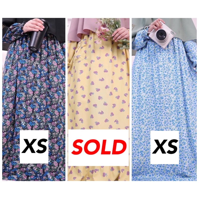 DITSY SEPTEMBER 2021 XS Daisy Butter Marigold Pitch Blueberry Grey Nightgown Gamis