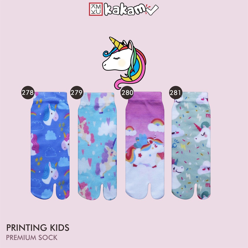 Kaos Kaki Jempol Anak Printing Karakter Unicorn, Hello Kitty 15