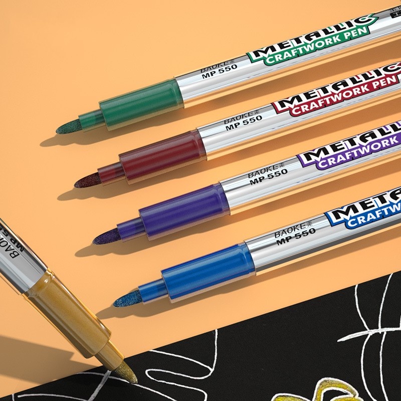 Paper Craft Pen Marker Dengan Cat Kain Kulit Gelap Sekolah Kantor Permanen Multicolor Pen Bahan Kaca Keramik Gambar Siswa Penanda Tahan Air DIY Metalik