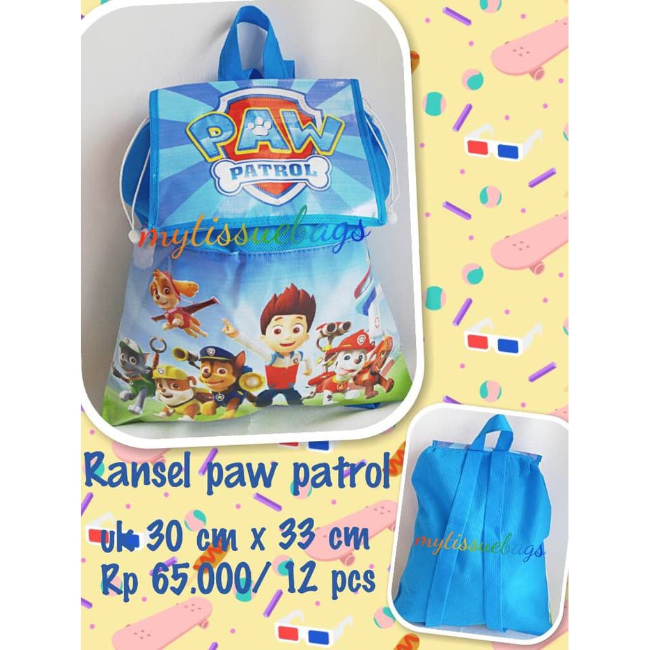 

souvenir ultah tas ransel paw patrol/paw patrol goodie bag barang berkualitas