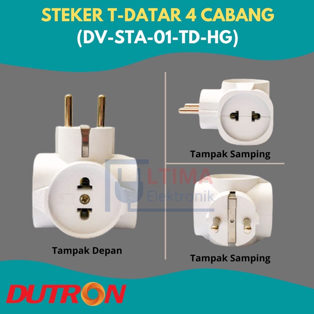 Steker T Dutron  Datar 4 Cabang 4 Colokan SNI Good Quality