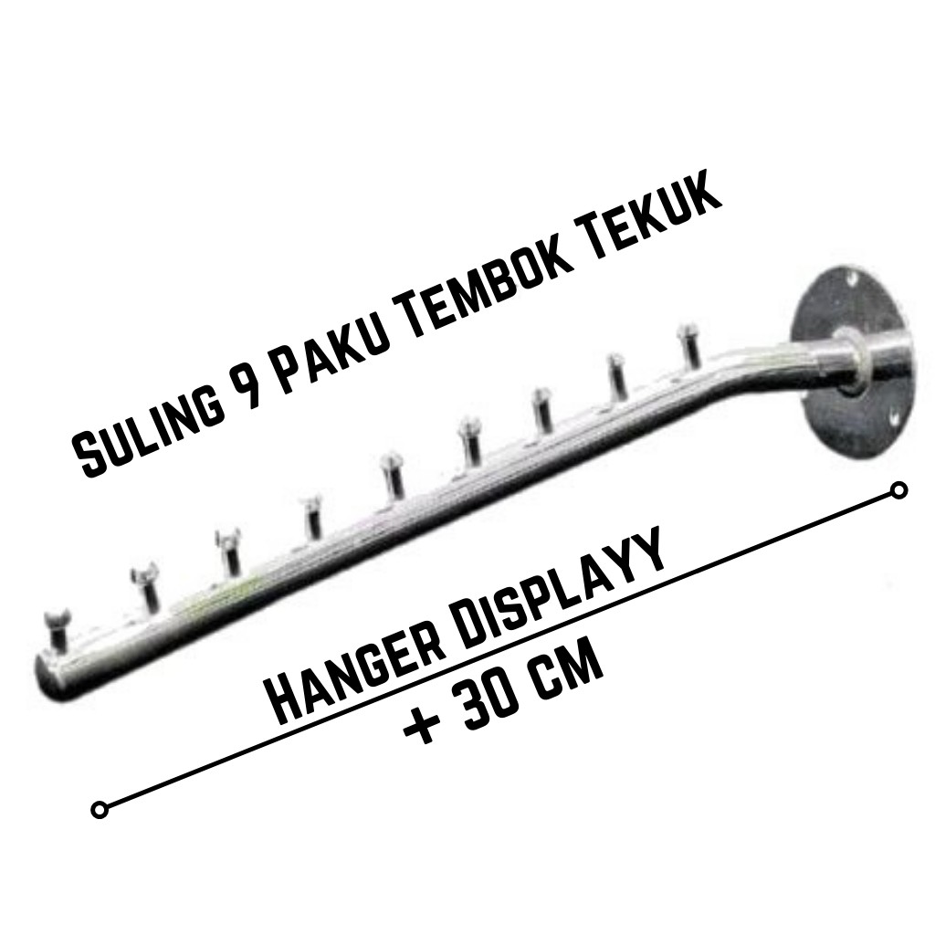 Hanger Suling Tempel Tembok 9 Titik Gantungan baju Display Toko Gantungan Baju Dinding Distro Laundry Butik