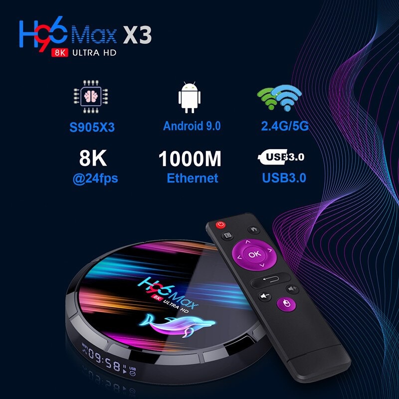 H96 MAX X3 - Android OS Smart TV Box 8K UHD - RAM 4GB ROM 128GB